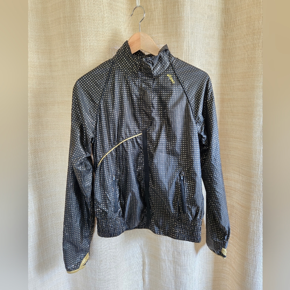 Asicd Black Wind Breaker Jacket with Gold Accents